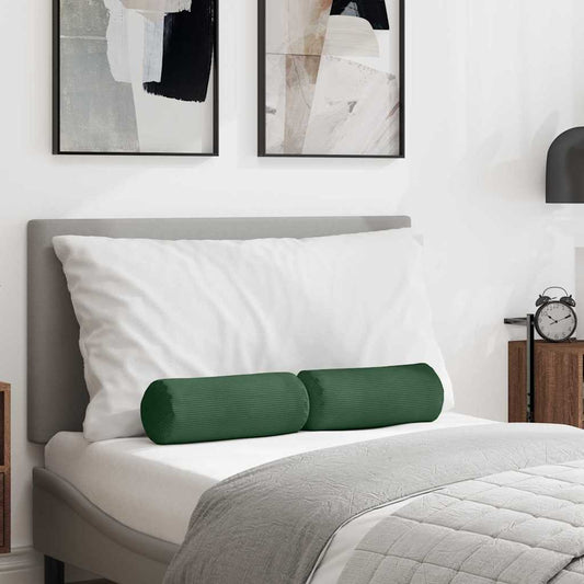 Bolster Kussens 2 stuks Donkergroen Ø 15 x 40 cm Cordstof is nu te koop bij PeponiXL, paradijselijk wonen!