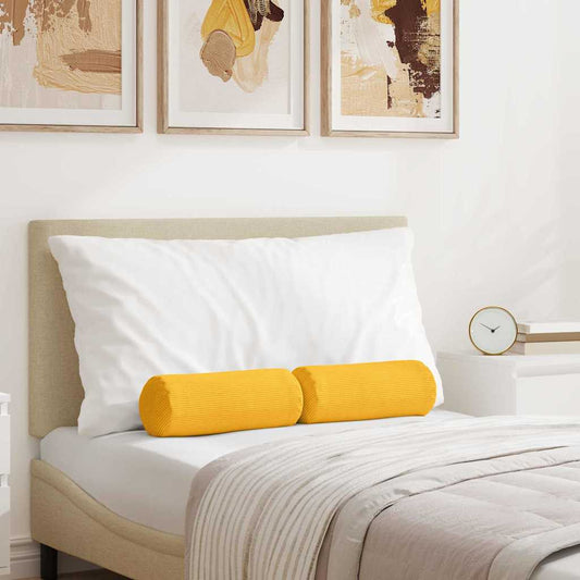 Bolster Kussens 2 stuks Lichtgeel Ø 15 x 40 cm Cordstof is nu te koop bij PeponiXL, paradijselijk wonen!