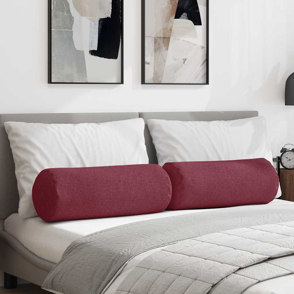 Bolster Kussens 2 stuks Wijnrood Ø 25 x 70 cm Stof is nu te koop bij PeponiXL, paradijselijk wonen!