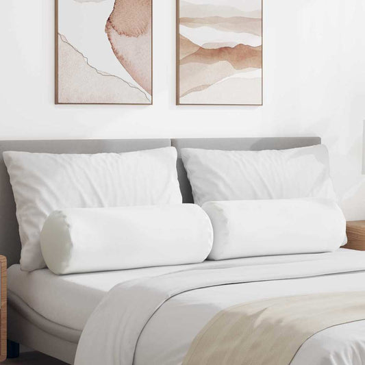 Bolster Kussens 2 stuks Wit Ø 25 x 70 cm Stof is nu te koop bij PeponiXL, paradijselijk wonen!