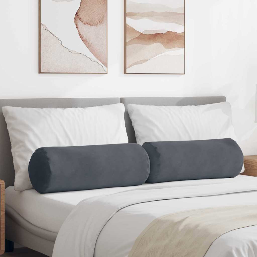 Bolster Kussens 2 stuks Donkergrijs Ø 25 x 70 cm Cordstof is nu te koop bij PeponiXL, paradijselijk wonen!