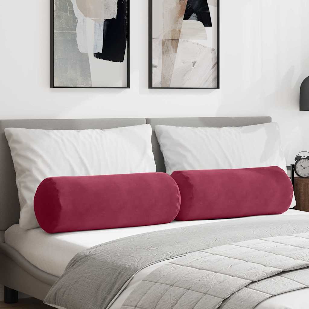 Bolster Kussens 2 stuks Wijnrood Ø 25 x 70 cm Cordstof is nu te koop bij PeponiXL, paradijselijk wonen!