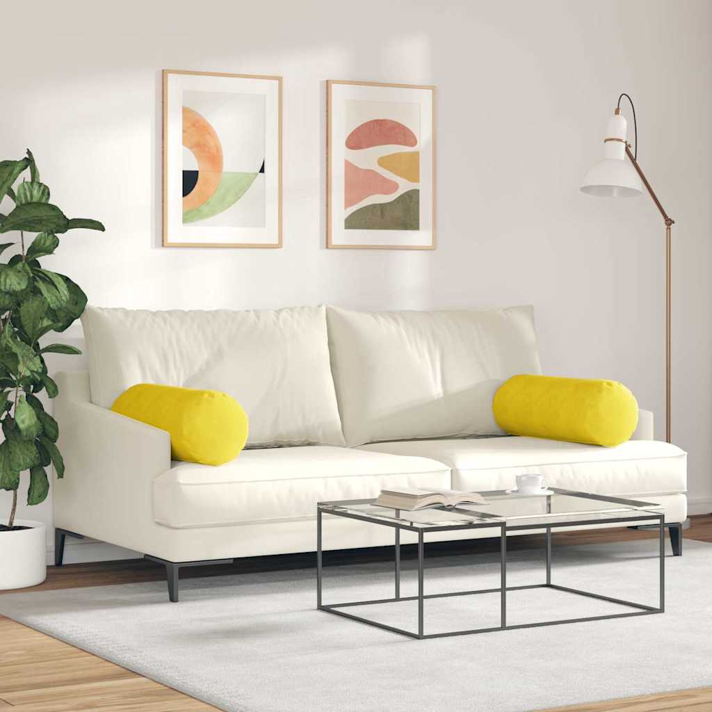 Bolster Kussens 2 stuks Geel Ø 25 x 70 cm Cordstof is nu te koop bij PeponiXL, paradijselijk wonen!