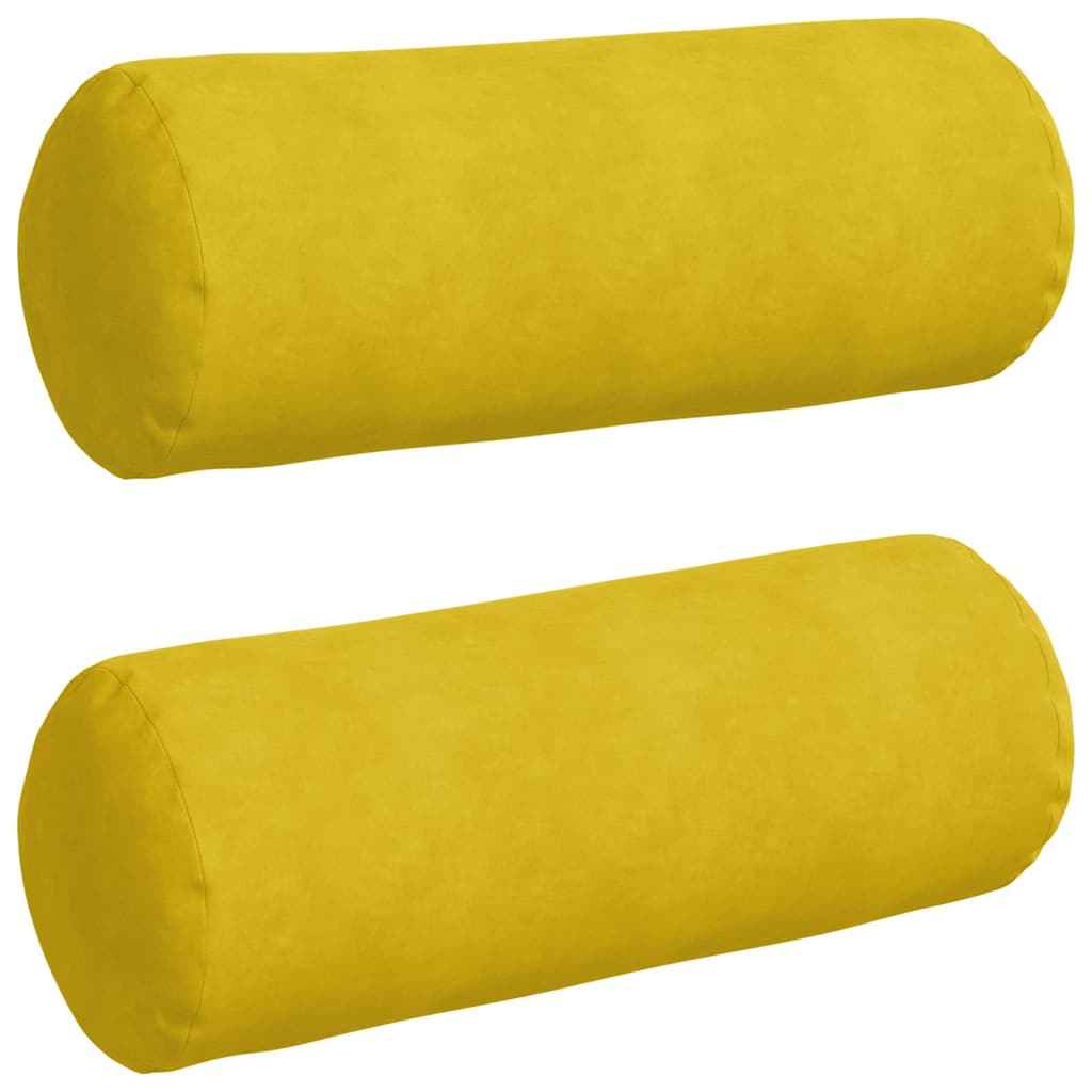 Bolster Kussens 2 stuks Geel Ø 25 x 70 cm Cordstof is nu te koop bij PeponiXL, paradijselijk wonen!