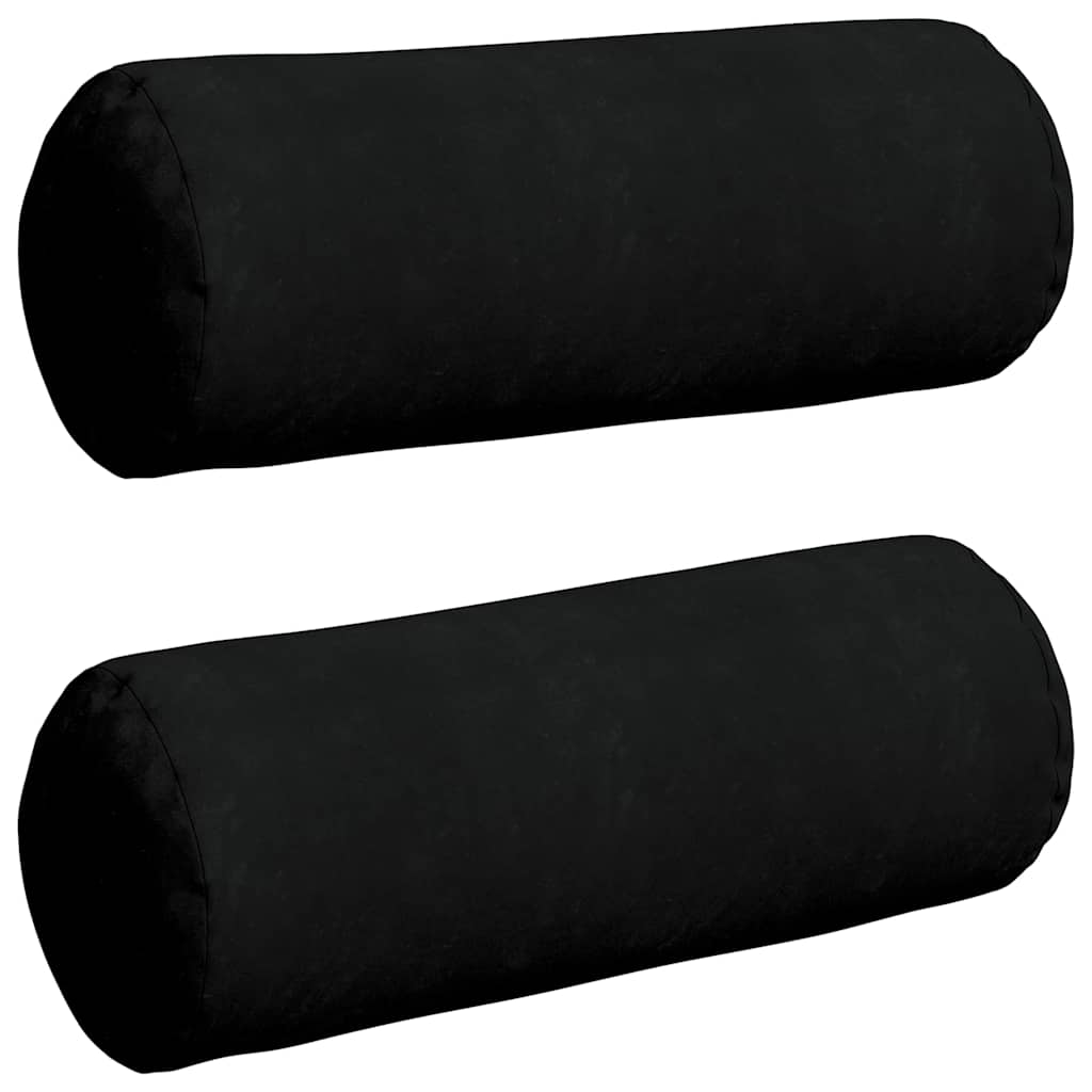 Bolster Kussens 2 stuks Zwart Ø 25 x 70 cm Microvezel Stof is nu te koop bij PeponiXL, paradijselijk wonen!