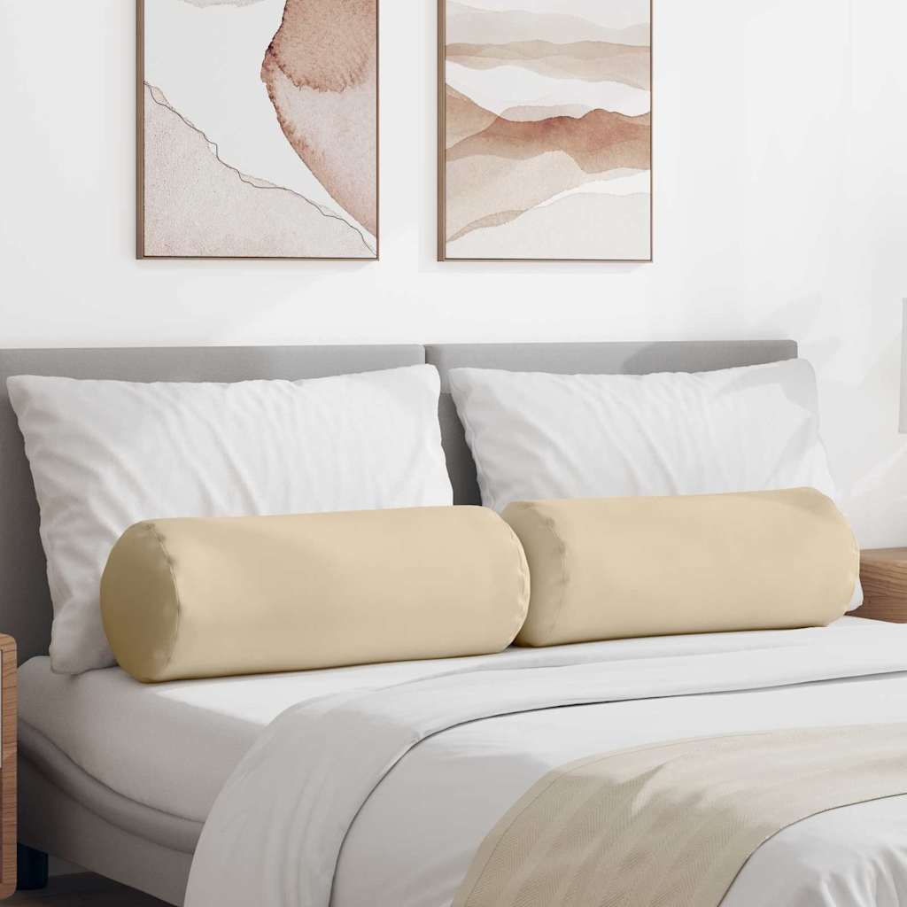 Bolster Kussens 2 stuks Crème Ø 25 x 70 cm Microvezel Stof is nu te koop bij PeponiXL, paradijselijk wonen!