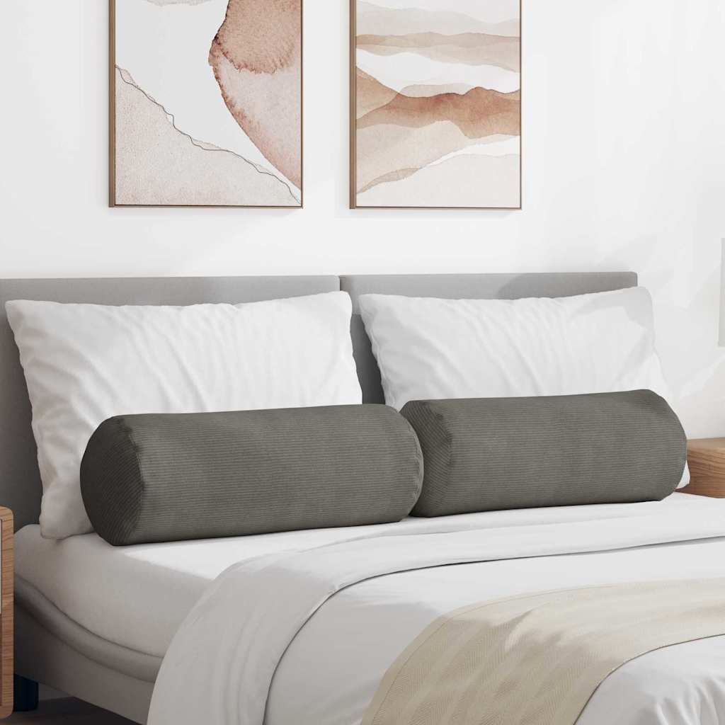 Bolster Kussens 2 stuks Lichtgrijs Ø 25 x 70 cm Cordstof is nu te koop bij PeponiXL, paradijselijk wonen!