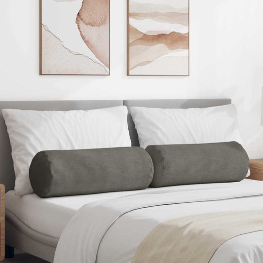 Bolster Kussens 2 stuks Lichtgrijs Ø 25 x 70 cm Cordstof is nu te koop bij PeponiXL, paradijselijk wonen!
