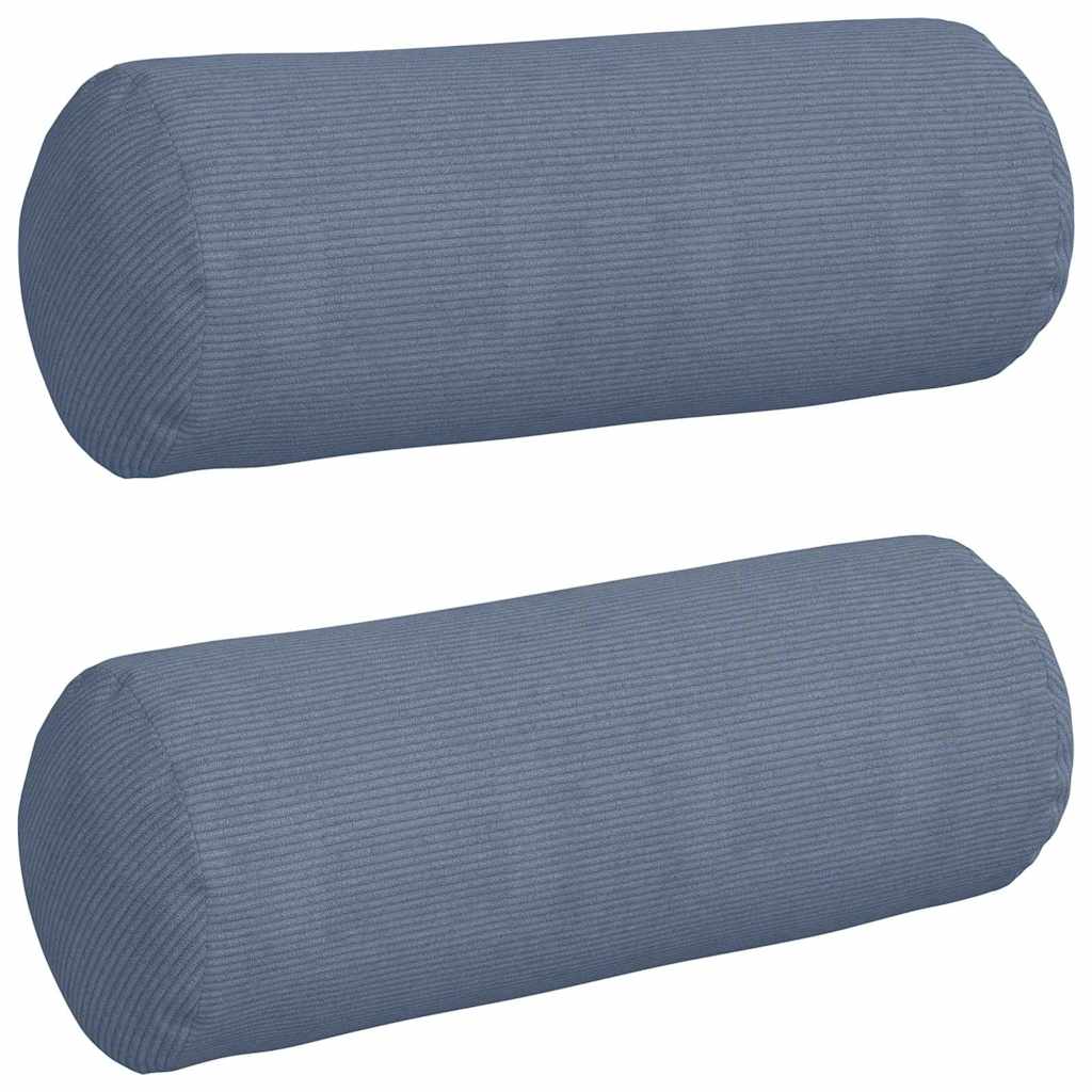 Bolster Kussens 2 stuks Blauw Ø 25 x 70 cm Cordstof is nu te koop bij PeponiXL, paradijselijk wonen!
