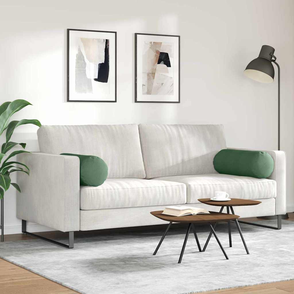 Bolster Kussens 2 stuks Donkergroen Ø 25 x 70 cm Cordstof is nu te koop bij PeponiXL, paradijselijk wonen!