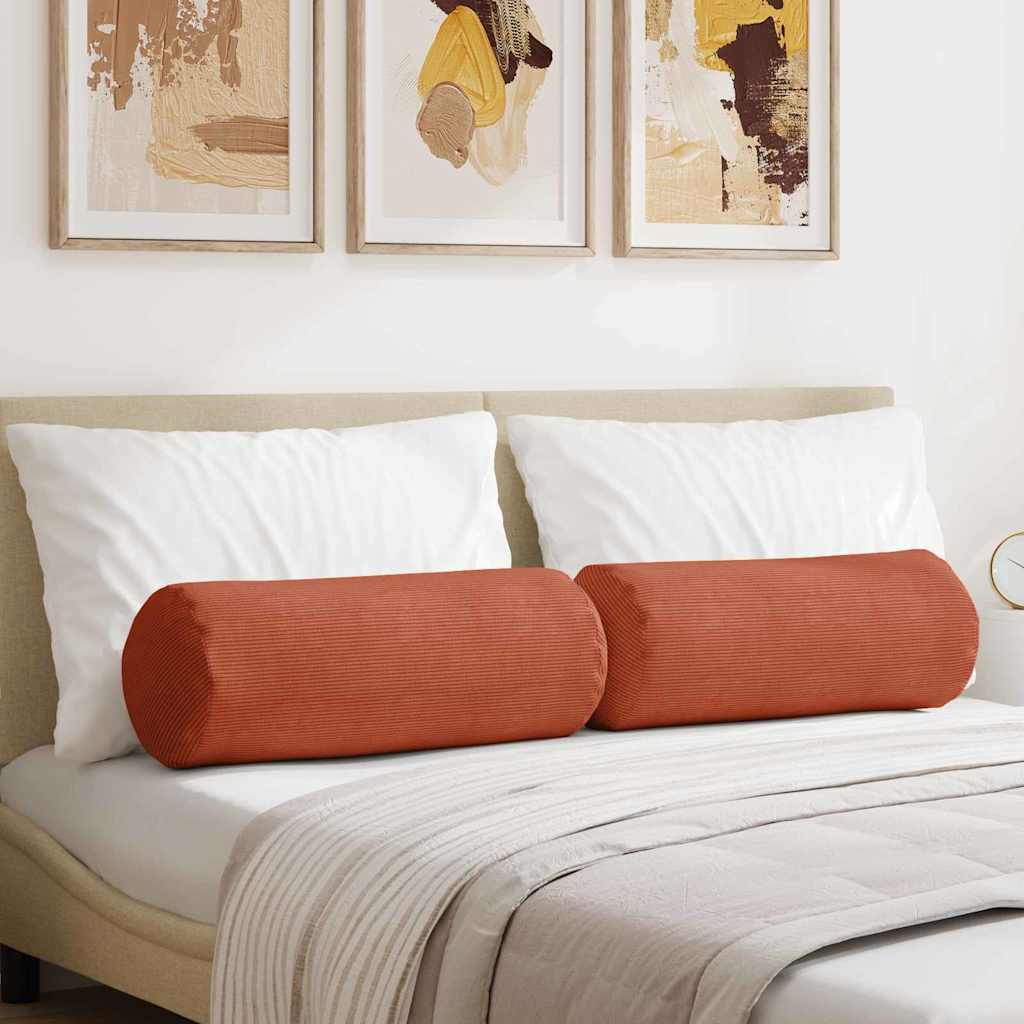 Bolster Kussens 2 stuks Rood-oranje Ø 25 x 70 cm Cordstof is nu te koop bij PeponiXL, paradijselijk wonen!
