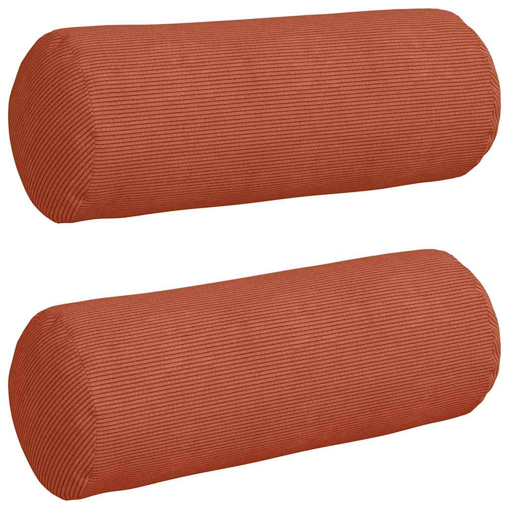 Bolster Kussens 2 stuks Rood-oranje Ø 25 x 70 cm Cordstof is nu te koop bij PeponiXL, paradijselijk wonen!