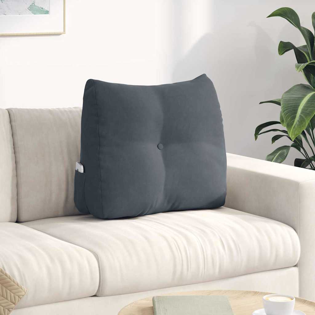 Rugkussen Donkergrijs 60 x 24 x 50 cm Fluweel is nu te koop bij PeponiXL, paradijselijk wonen!