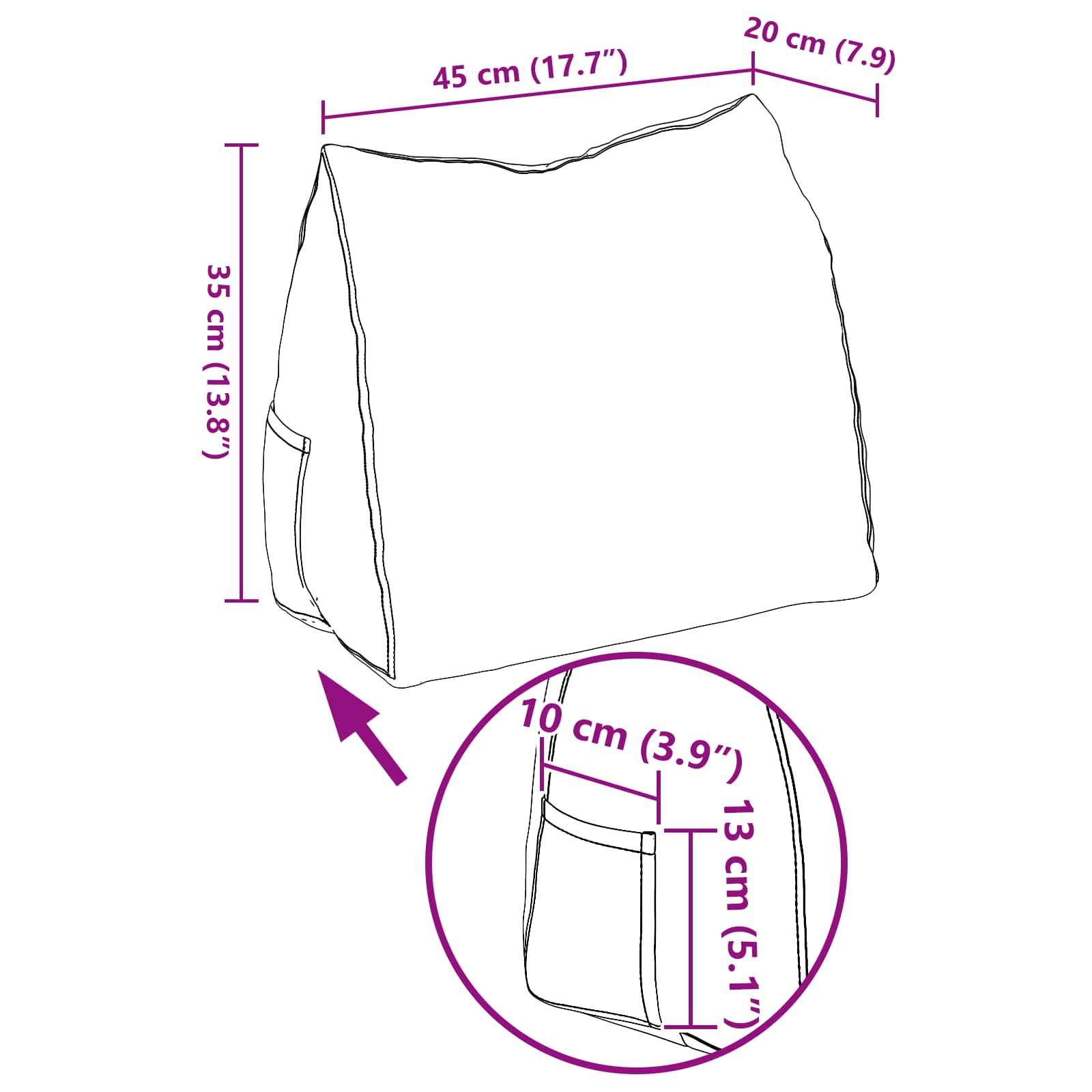 Rugkussen Wijnrood 45 x 20 x 35 cm Cordstof is nu te koop bij PeponiXL, paradijselijk wonen!