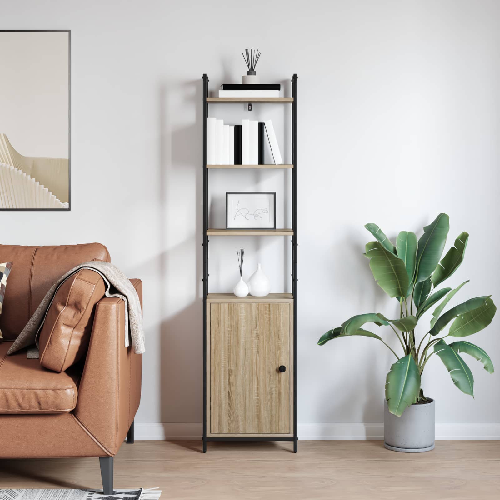 Boekenkast Sonoma Eiken 40 x 24 x 161 cm Bewerkt hout is nu te koop bij PeponiXL, paradijselijk wonen!