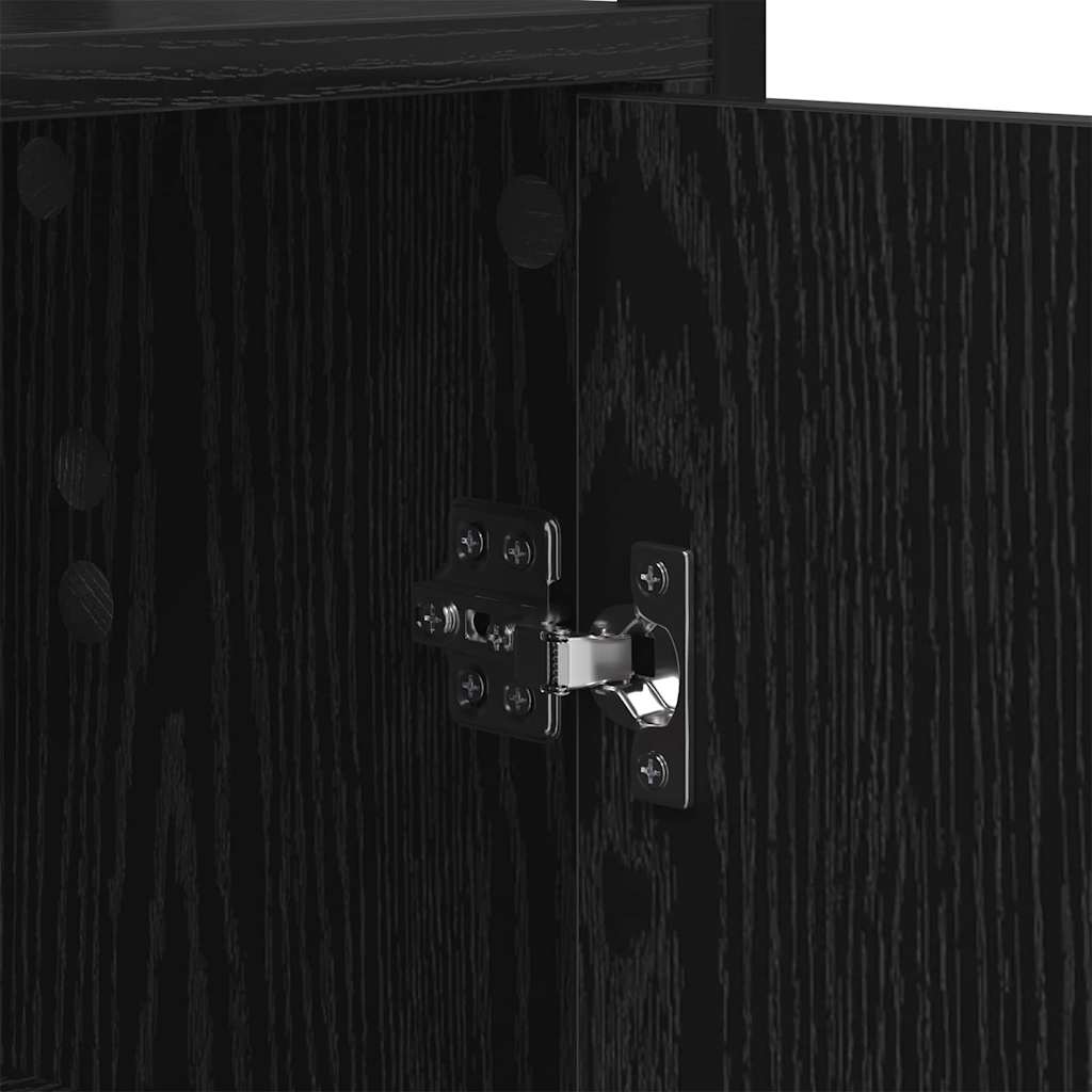 Boekenkast Zwart Eiken 60 x 24 x 161 cm Bewerkt hout is nu te koop bij PeponiXL, paradijselijk wonen!