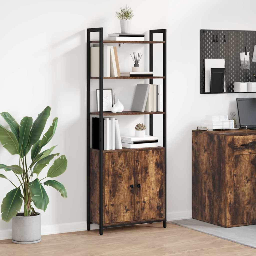 Boekenkast Gerookt eiken 60 x 24 x 161 cm Bewerkt hout is nu te koop bij PeponiXL, paradijselijk wonen!