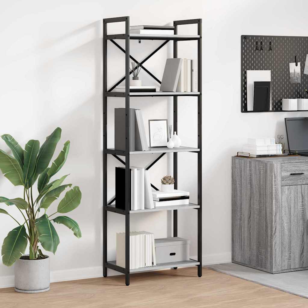 Boekenkast Grijs Sonoma 56 x 34 x 171 cm Bewerkt hout is nu te koop bij PeponiXL, paradijselijk wonen!