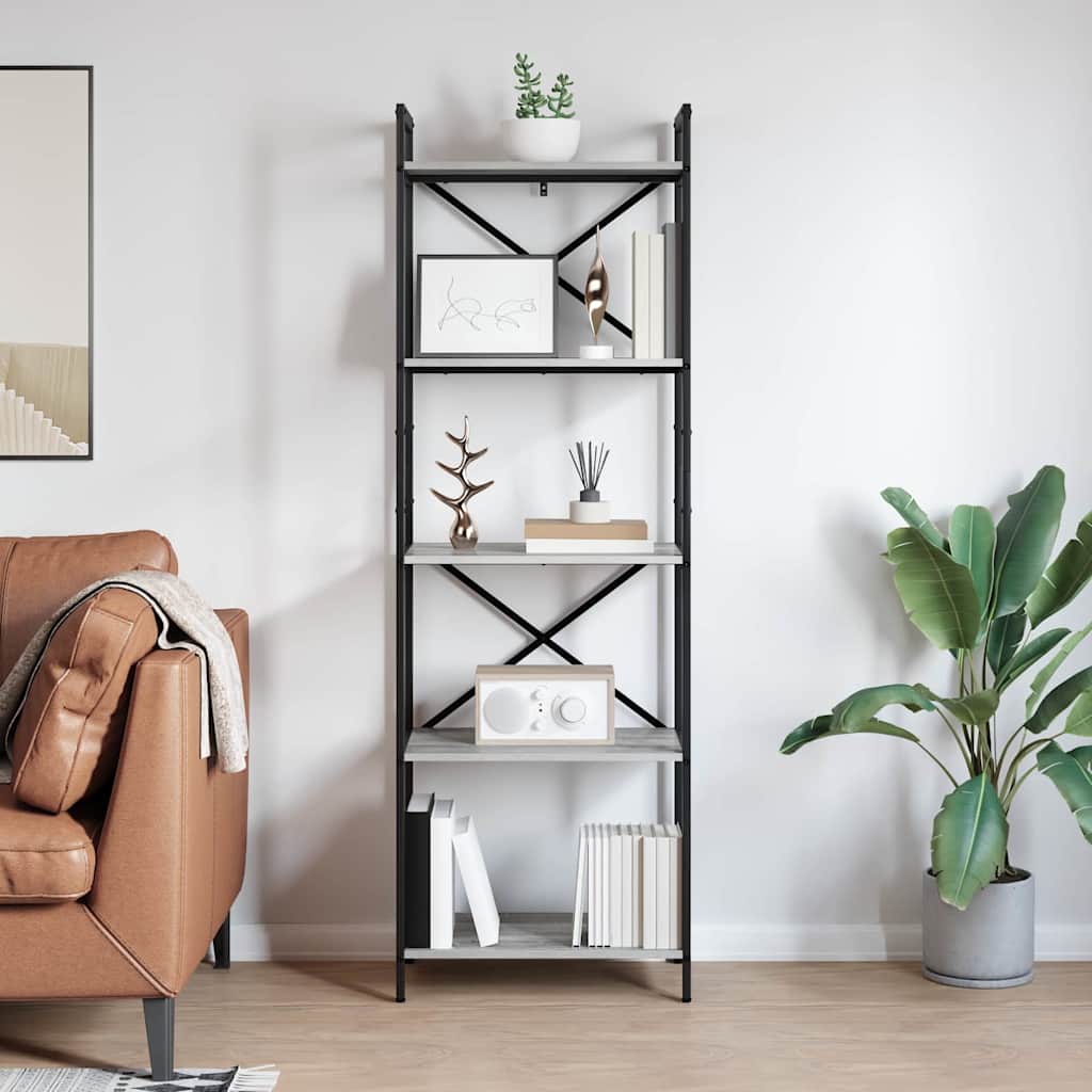 Boekenkast Grijs Sonoma 56 x 34 x 171 cm Bewerkt hout is nu te koop bij PeponiXL, paradijselijk wonen!