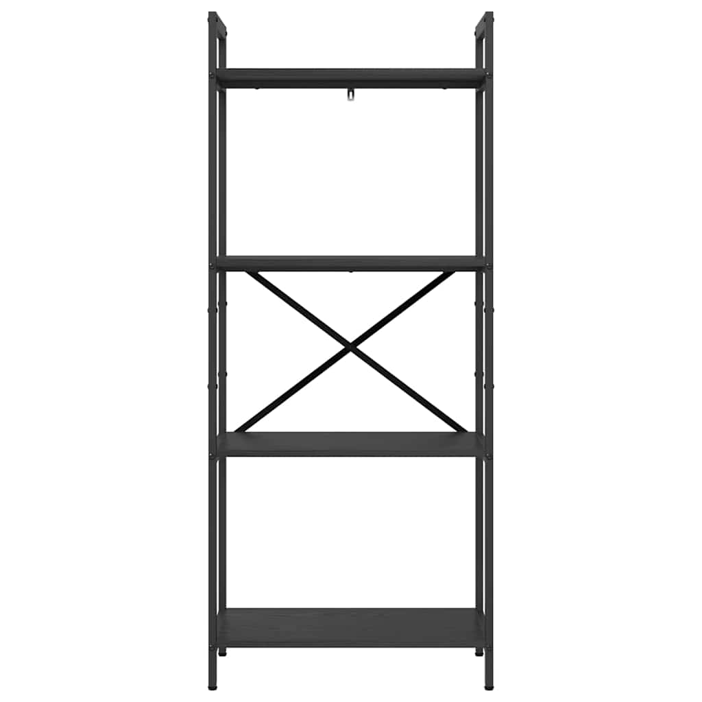 Boekenkast Zwart Eiken 56 x 34 x 133,5 cm Bewerkt hout is nu te koop bij PeponiXL, paradijselijk wonen!