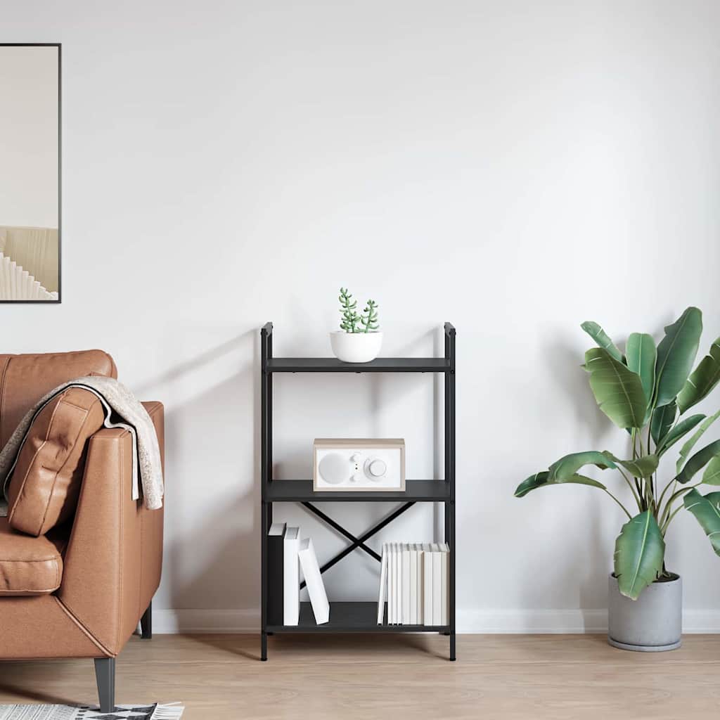 Boekenkast Zwart Eiken 56 x 34 x 96 cm Bewerkt hout is nu te koop bij PeponiXL, paradijselijk wonen!