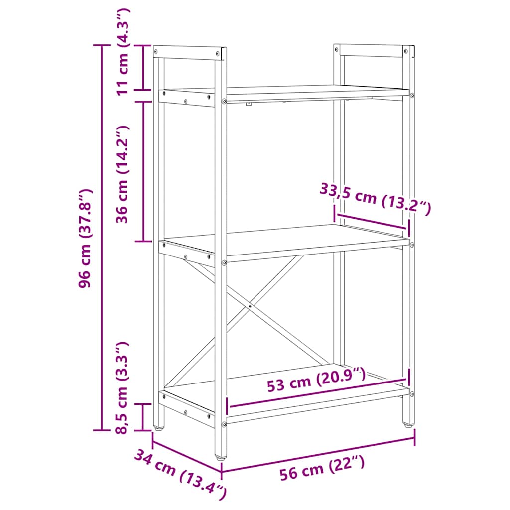 Boekenkast Gerookt eiken 56 x 34 x 96 cm Bewerkt hout is nu te koop bij PeponiXL, paradijselijk wonen!