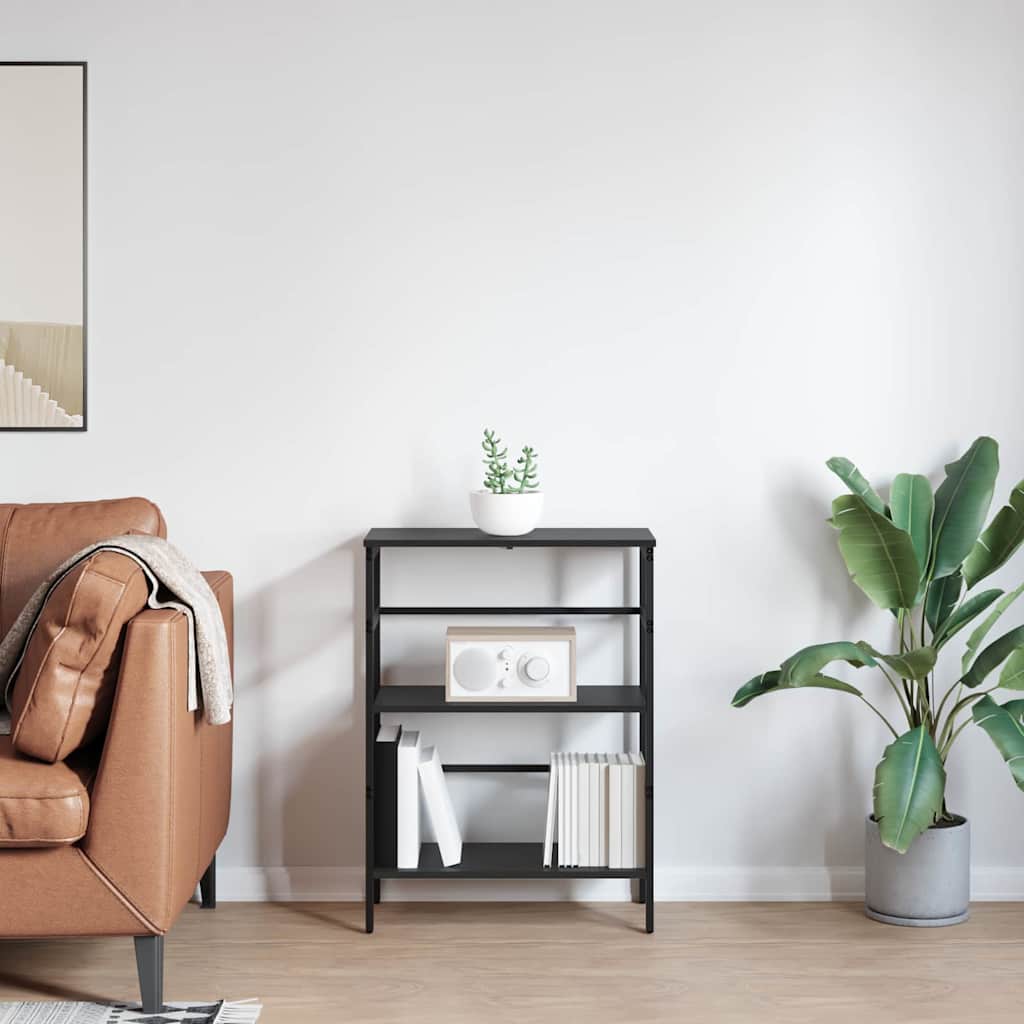 Boekenkast Zwart Eiken 60 x 29,5 x 81 cm Bewerkt hout is nu te koop bij PeponiXL, paradijselijk wonen!