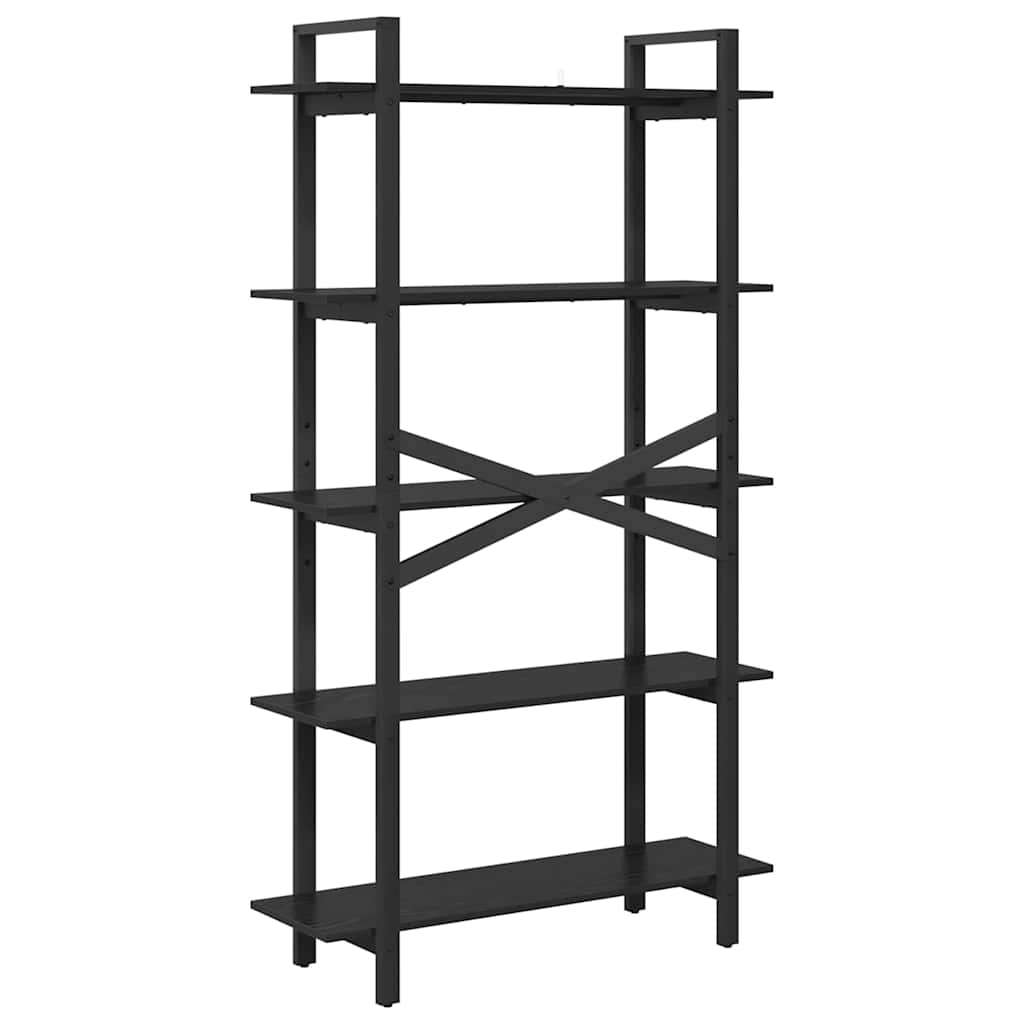 Boekenkast Zwart Eiken 100 x 33,5 x 178 cm Bewerkt hout is nu te koop bij PeponiXL, paradijselijk wonen!