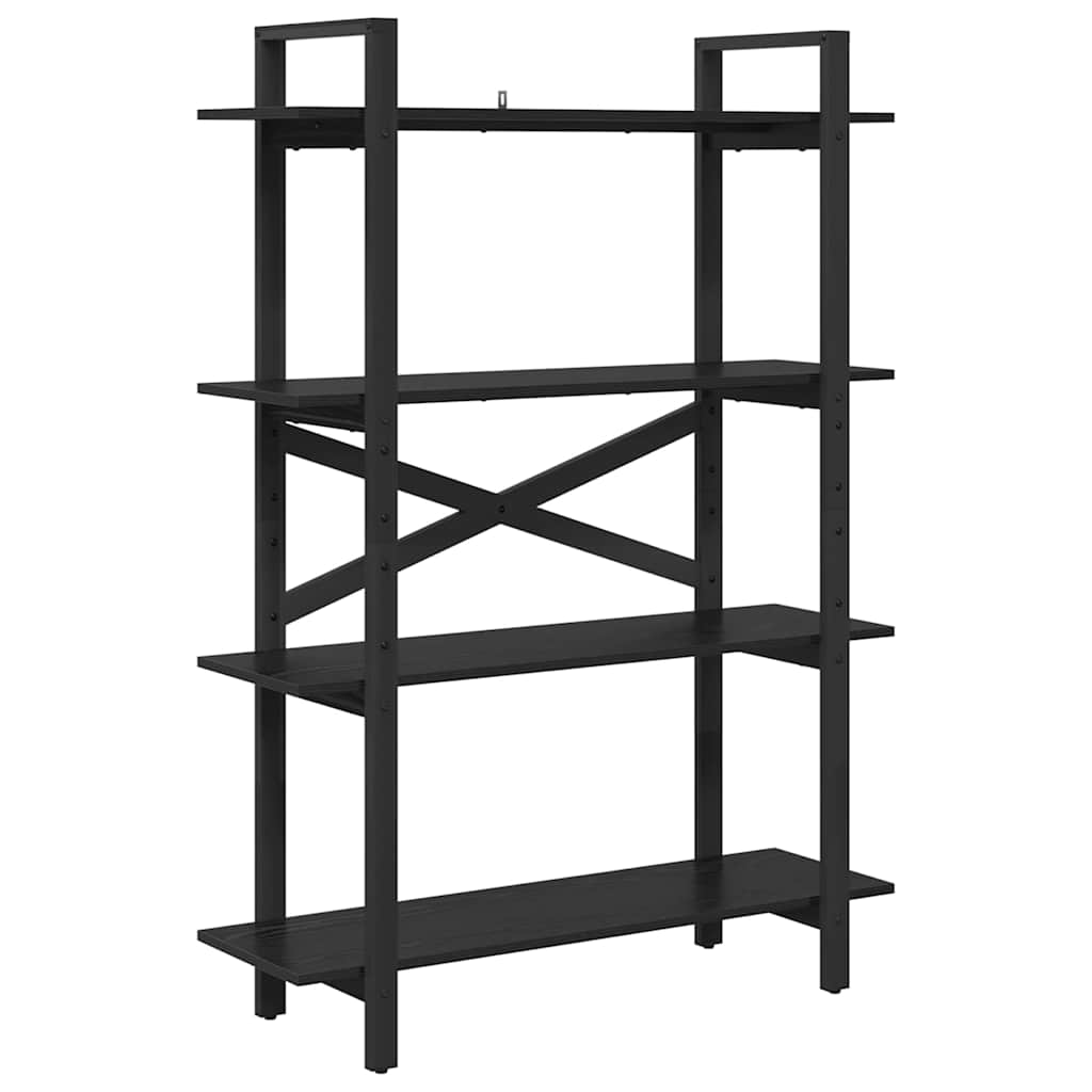 Boekenkast Zwart Eiken 100 x 33,5 x 140 cm Bewerkt hout is nu te koop bij PeponiXL, paradijselijk wonen!