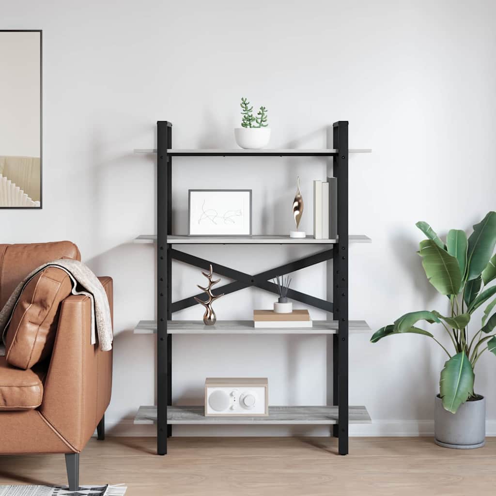 Boekenkast Grijs Sonoma 100 x 33,5 x 140 cm Bewerkt hout is nu te koop bij PeponiXL, paradijselijk wonen!