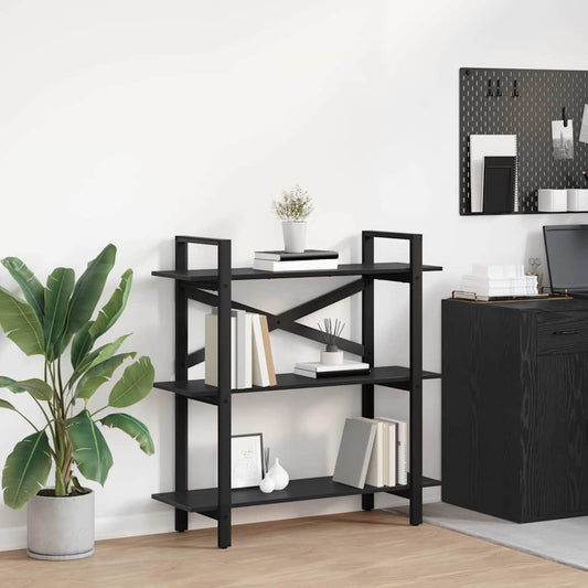 Boekenkast Zwart Eiken 100 x 33,5 x 102 cm Bewerkt hout is nu te koop bij PeponiXL, paradijselijk wonen!