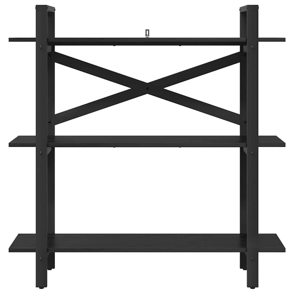 Boekenkast Zwart Eiken 100 x 33,5 x 102 cm Bewerkt hout is nu te koop bij PeponiXL, paradijselijk wonen!