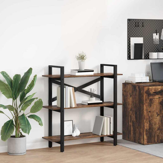 Boekenkast Gerookt eiken 100 x 33,5 x 102 cm Bewerkt hout is nu te koop bij PeponiXL, paradijselijk wonen!