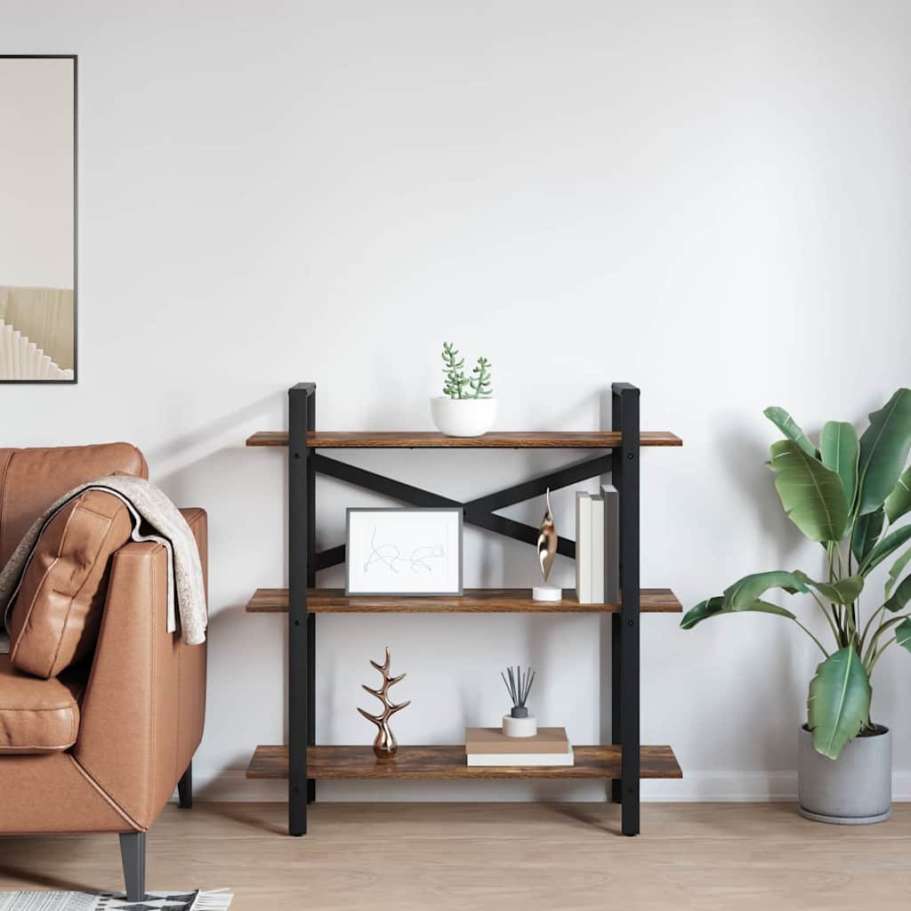 Boekenkast Gerookt eiken 100 x 33,5 x 102 cm Bewerkt hout is nu te koop bij PeponiXL, paradijselijk wonen!