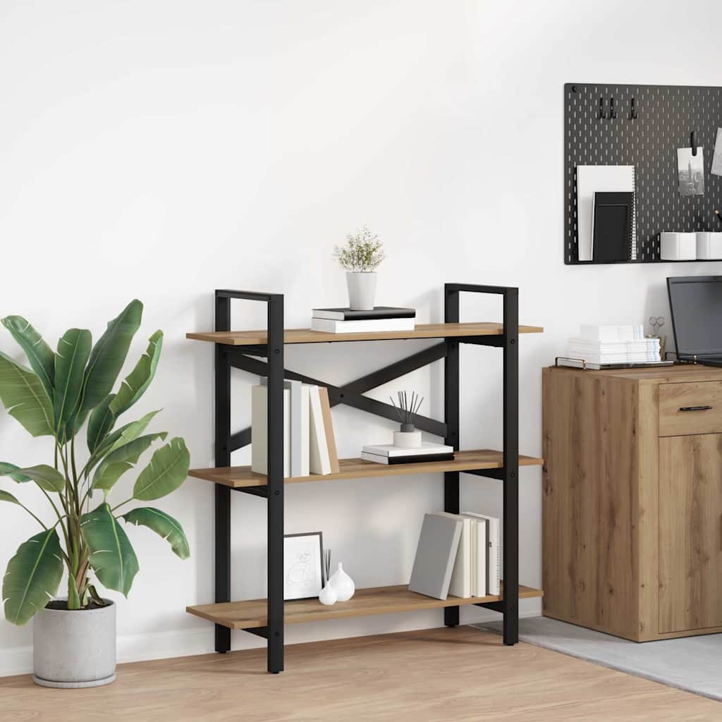 Boekenkast Artisan Eiken 100 x 33,5 x 102 cm Bewerkt hout is nu te koop bij PeponiXL, paradijselijk wonen!