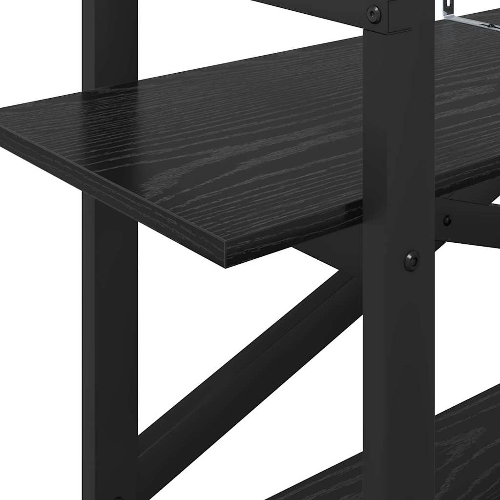 Boekenkast Zwart Eiken 100 x 33,5 x 64 cm Bewerkt hout is nu te koop bij PeponiXL, paradijselijk wonen!