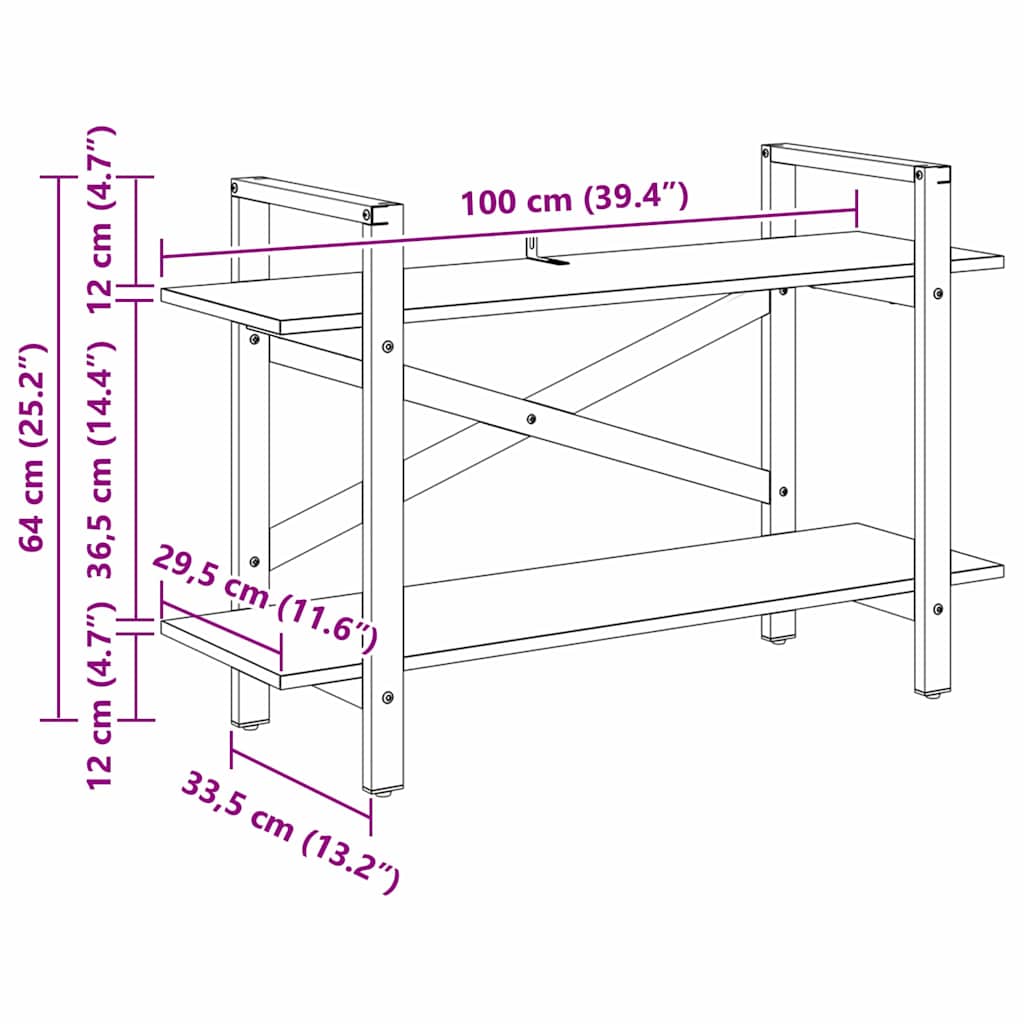 Boekenkast Artisan Eiken 100 x 33,5 x 64 cm Bewerkt hout is nu te koop bij PeponiXL, paradijselijk wonen!