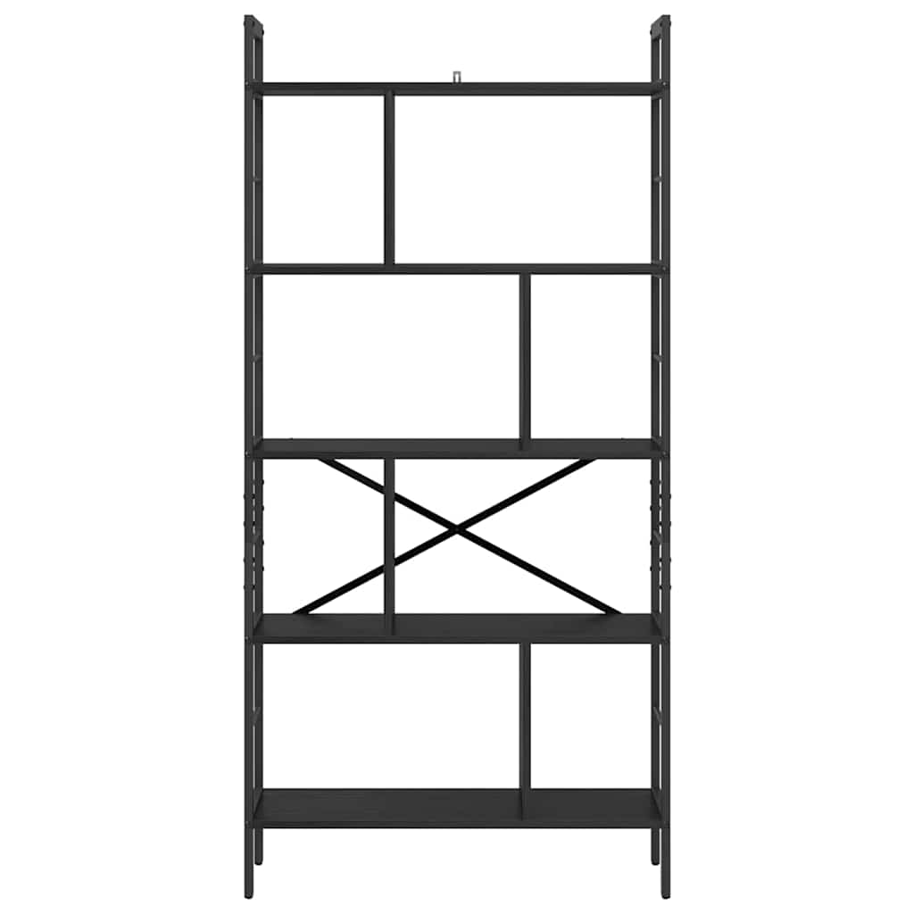 Boekenkast Zwart Eiken 75 x 30 x 156 cm Bewerkt hout is nu te koop bij PeponiXL, paradijselijk wonen!
