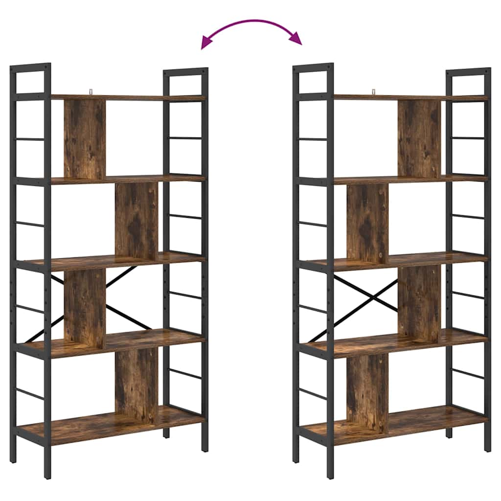 Boekenkast Gerookt eiken 75 x 30 x 156 cm Bewerkt hout is nu te koop bij PeponiXL, paradijselijk wonen!