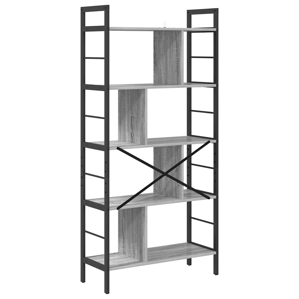 Boekenkast Grijs Sonoma 75 x 30 x 156 cm Bewerkt hout is nu te koop bij PeponiXL, paradijselijk wonen!