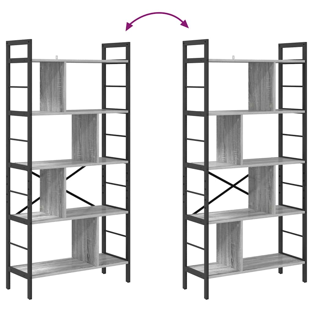 Boekenkast Grijs Sonoma 75 x 30 x 156 cm Bewerkt hout is nu te koop bij PeponiXL, paradijselijk wonen!