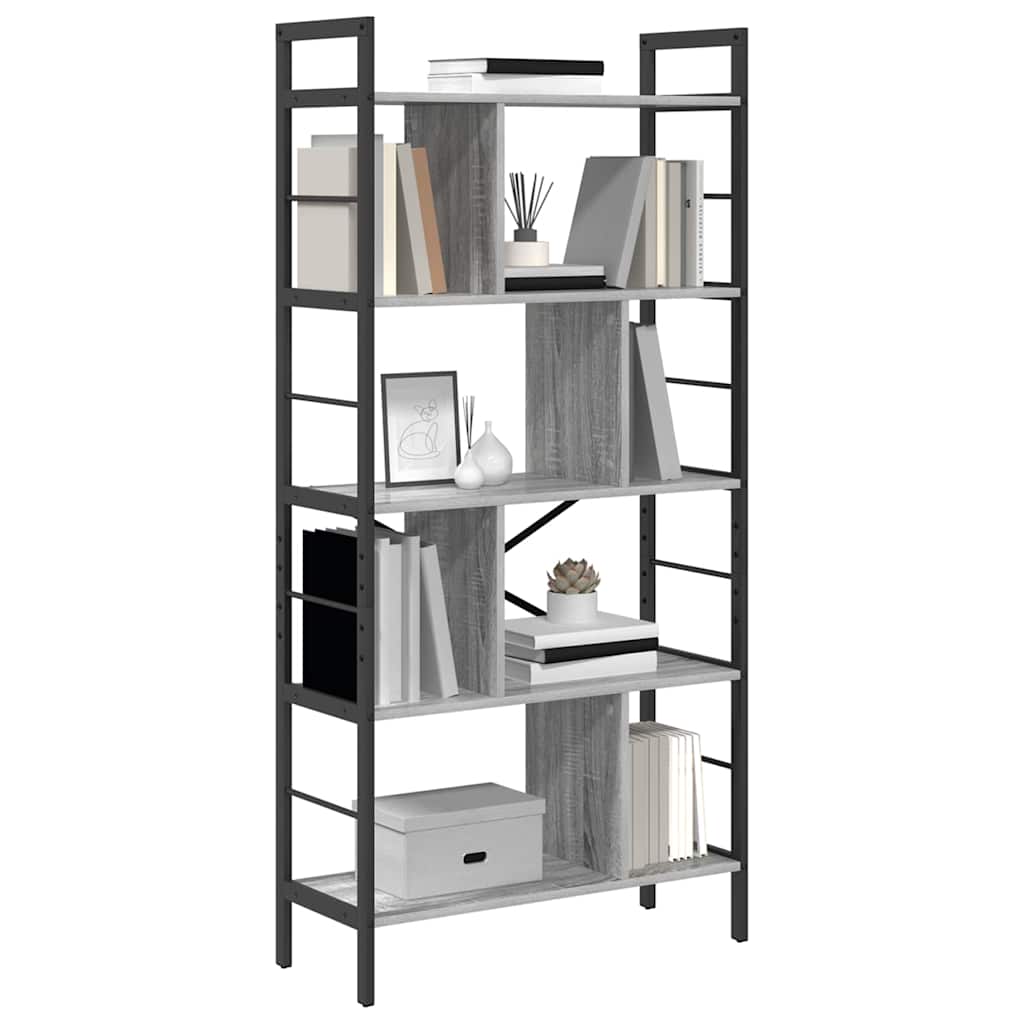 Boekenkast Grijs Sonoma 75 x 30 x 156 cm Bewerkt hout is nu te koop bij PeponiXL, paradijselijk wonen!