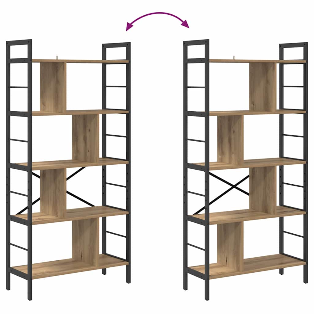 Boekenkast Artisan Eiken 75 x 30 x 156 cm Bewerkt hout is nu te koop bij PeponiXL, paradijselijk wonen!