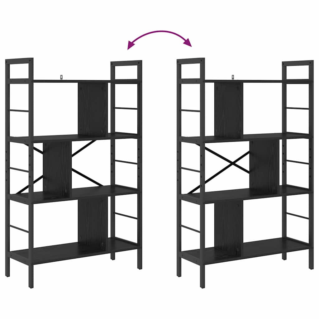 Boekenkast Zwart Eiken 75 x 30 x 123,5 cm Bewerkt hout is nu te koop bij PeponiXL, paradijselijk wonen!