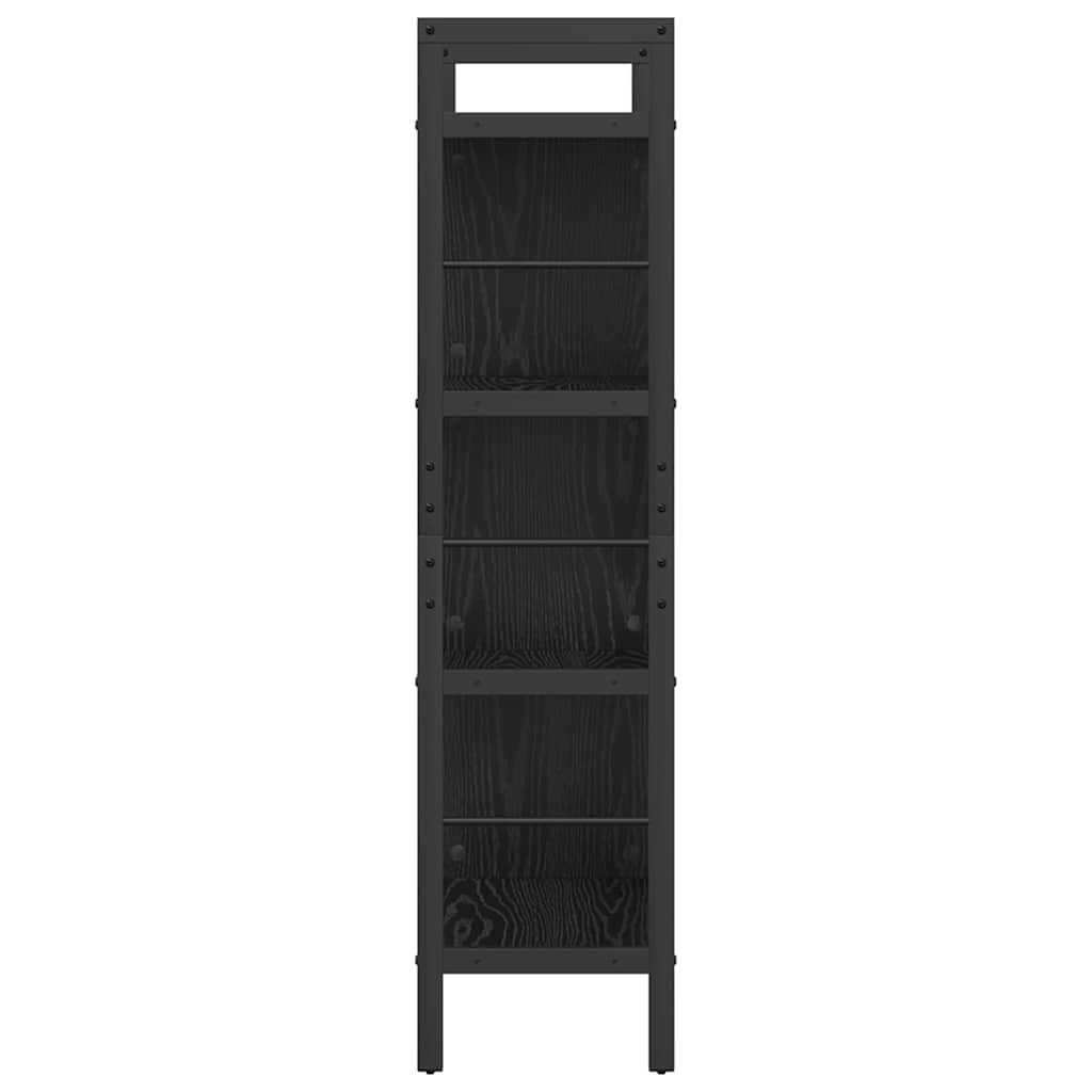 Boekenkast Zwart Eiken 75 x 30 x 123,5 cm Bewerkt hout is nu te koop bij PeponiXL, paradijselijk wonen!