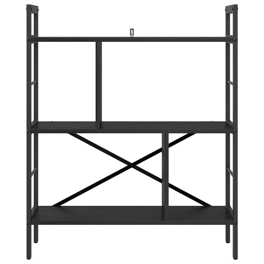 Boekenkast Zwart Eiken 75 x 30 x 91 cm Bewerkt hout is nu te koop bij PeponiXL, paradijselijk wonen!