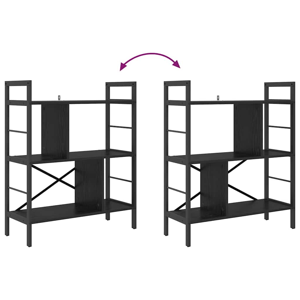 Boekenkast Zwart Eiken 75 x 30 x 91 cm Bewerkt hout is nu te koop bij PeponiXL, paradijselijk wonen!