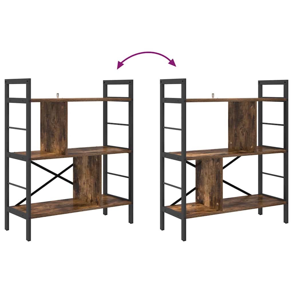 Boekenkast Gerookt eiken 75 x 30 x 91 cm Bewerkt hout is nu te koop bij PeponiXL, paradijselijk wonen!