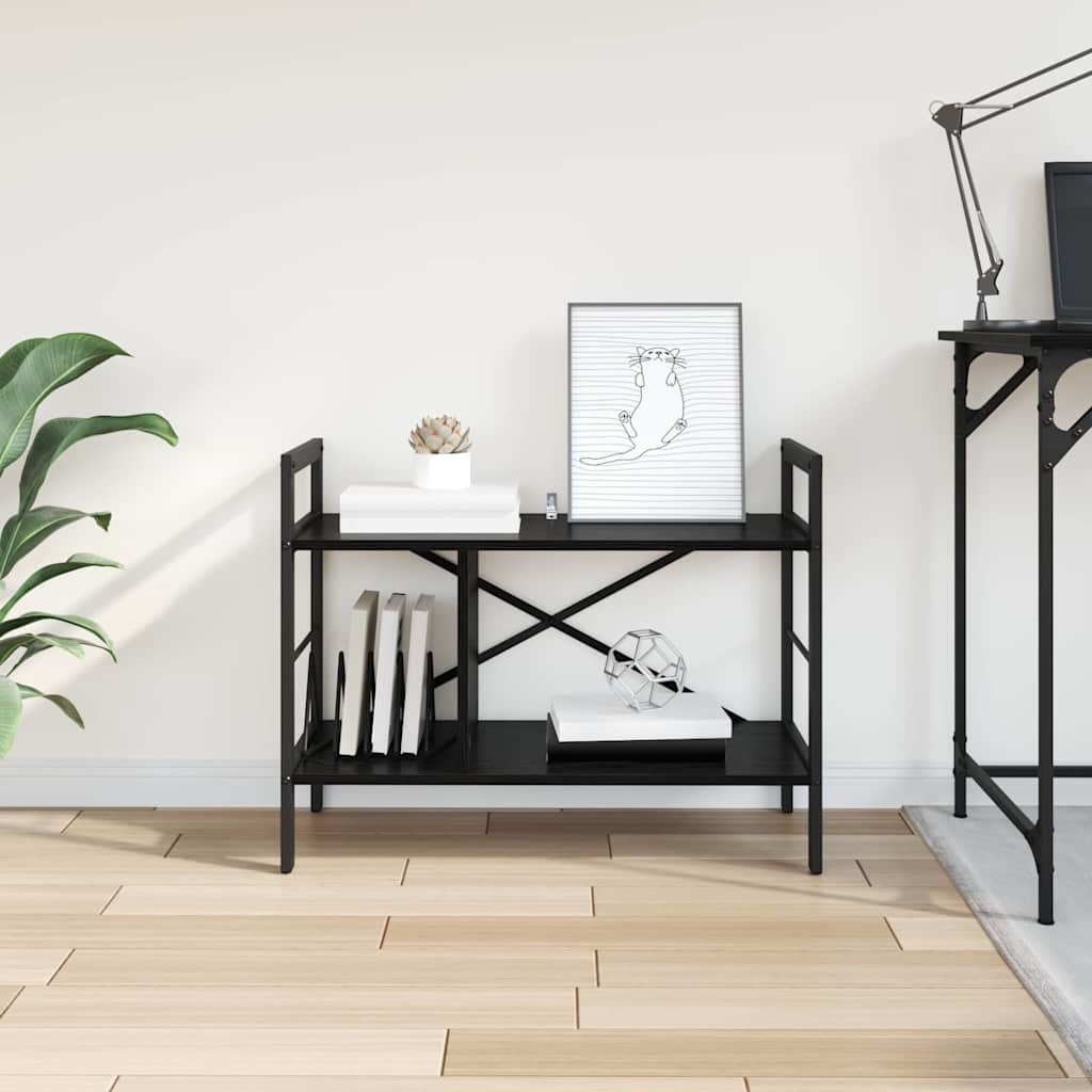 Boekenkast Zwart Eiken 75 x 30 x 58,5 cm Bewerkt hout is nu te koop bij PeponiXL, paradijselijk wonen!