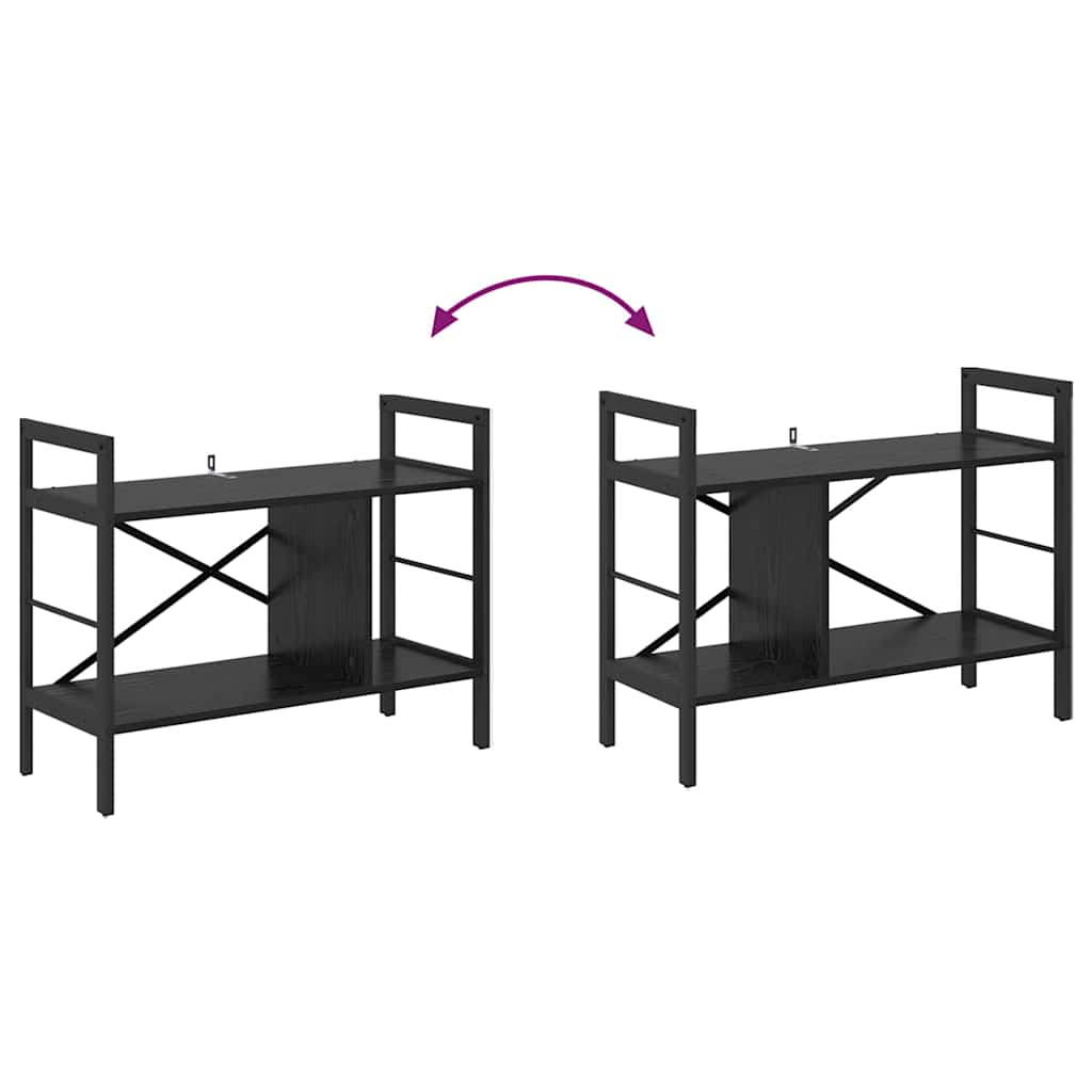 Boekenkast Zwart Eiken 75 x 30 x 58,5 cm Bewerkt hout is nu te koop bij PeponiXL, paradijselijk wonen!